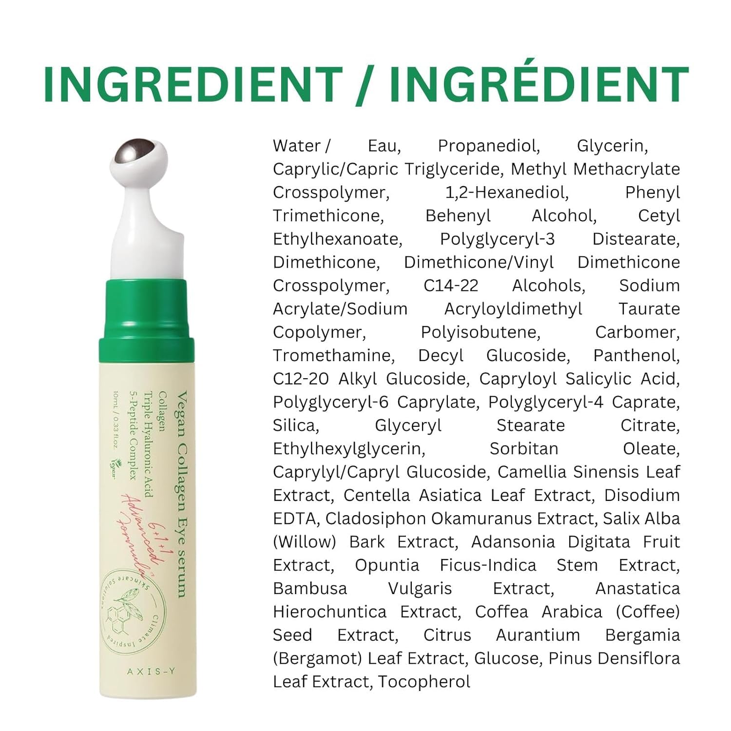 AXIS-Y Vegan Collagen Eye Serum - K Beauty Triple Hyaluronic Acid & Peptide Collagen Serum Improve Skin Elasticity, Reduce Fine Lines & Dark Circles - Vegan Korean Skin Care Eye Cream - 0.33 fl. oz. - Image 8