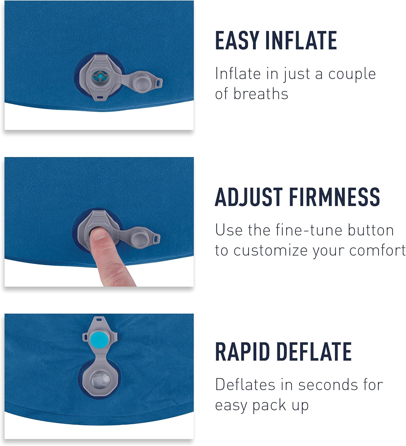 Sea to Summit Aeros Premium Inflatable Travel Pillow, Regular (13.4 x 9.4), Grey - Image 3