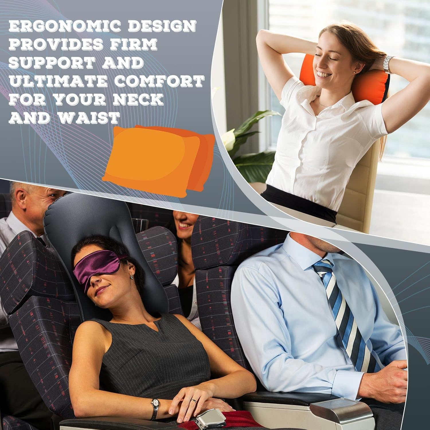 Yulejo 3 Pcs Inflatable Camping Travel Pillow Ultralight Portable Backpacking Pillow for Neck Lumbar Support Camp Hiking Sleeping, 3 Colors - Image 6