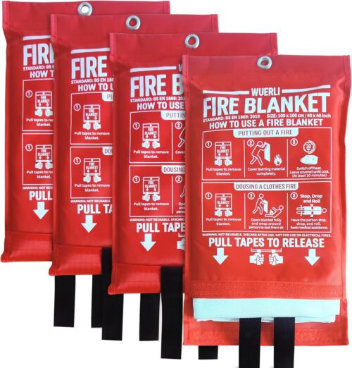 Fire Blanket for Home and Kitchen,40″ x 40″,4 Pack,Emergency Fire Blanket