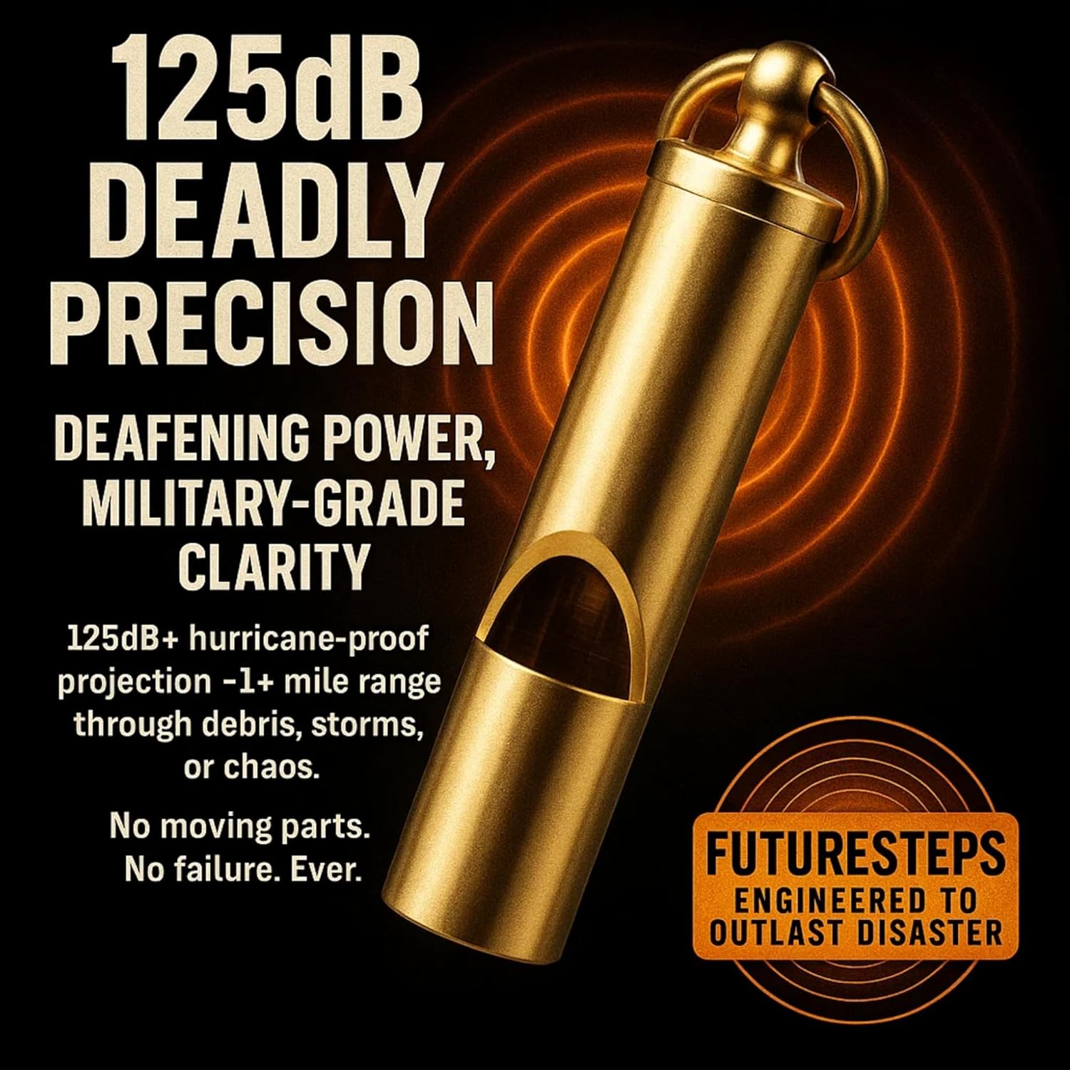 Loudest Brass Whistle Best Premium Emergency Whistle 125db+ One Piece Outdoor Survival Whistle On Key-Chain or Hang Around Your Neck and Carry it Anywhere! - Image 2