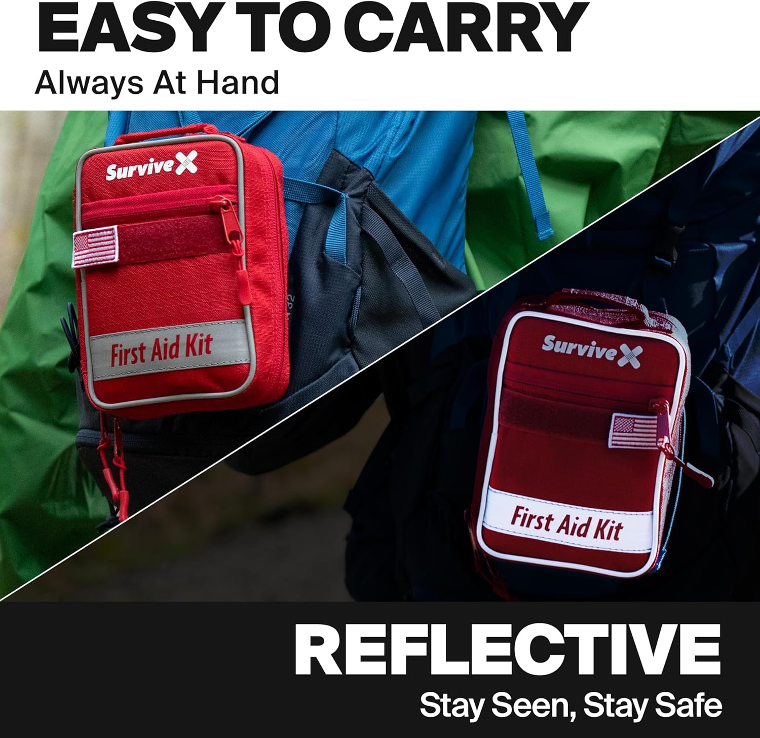 Small First Aid Kit for Car, Travel & Home - Emergency Kit for Hiking, Camping, Backpacking and Outdoors - Includes Zip Stitch Wound Closure Strips - FSA HSA Approved - Image 7