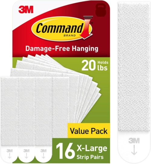 Command 20 lb XL Heavyweight Picture Hanging Strips 16 Pairs (32 Command Strips), Damage-Free Hanging Picture Hangers, Heavy Duty Wall Hanging Strips for Home Decor, White Adhesive Strips