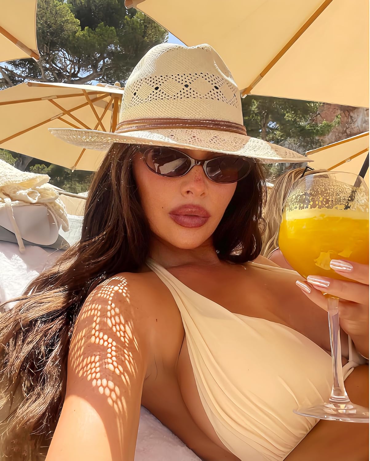 Retro Oval Sunglasses for Women Small Cat Eye Sun Glasses Womens Trendy Y2K Narrow Shades UV400 Protection CL009 - Image 2