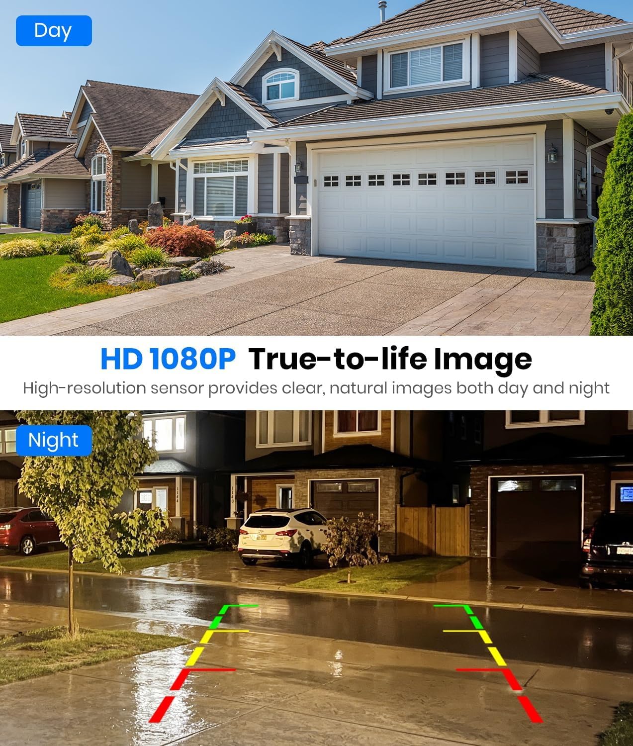 AUTO-VOX Solar Wireless Backup Camera with 5" 1080P Monitor: 5000mAh Battery 2 Mins DIY Installation & 2 Split Screen Back Up Camera, IP69K Waterproof Reverse Camera for Car, Van, SUV, Truck, Trailer - Image 4