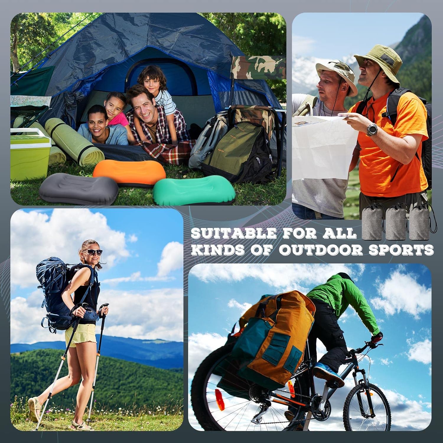 Yulejo 3 Pcs Inflatable Camping Travel Pillow Ultralight Portable Backpacking Pillow for Neck Lumbar Support Camp Hiking Sleeping, 3 Colors - Image 7