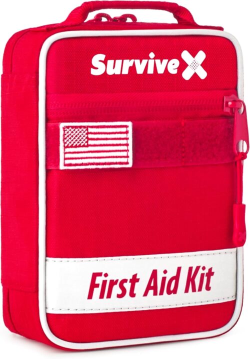 Small First Aid Kit for Car, Travel & Home – Emergency Kit for Hiking, Camping, Backpacking and Outdoors – Includes Zip Stitch Wound Closure Strips – FSA HSA Approved