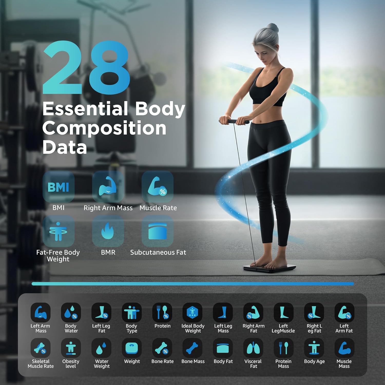 Posture Scale for Body Weight and Fat Percentage, 8 Electrodes Larger Platform Digital Scale for BMI 28 Body Composition Measurement, Bathroom Smart Scales with LED Display FSA or HSA Eligible - Image 2