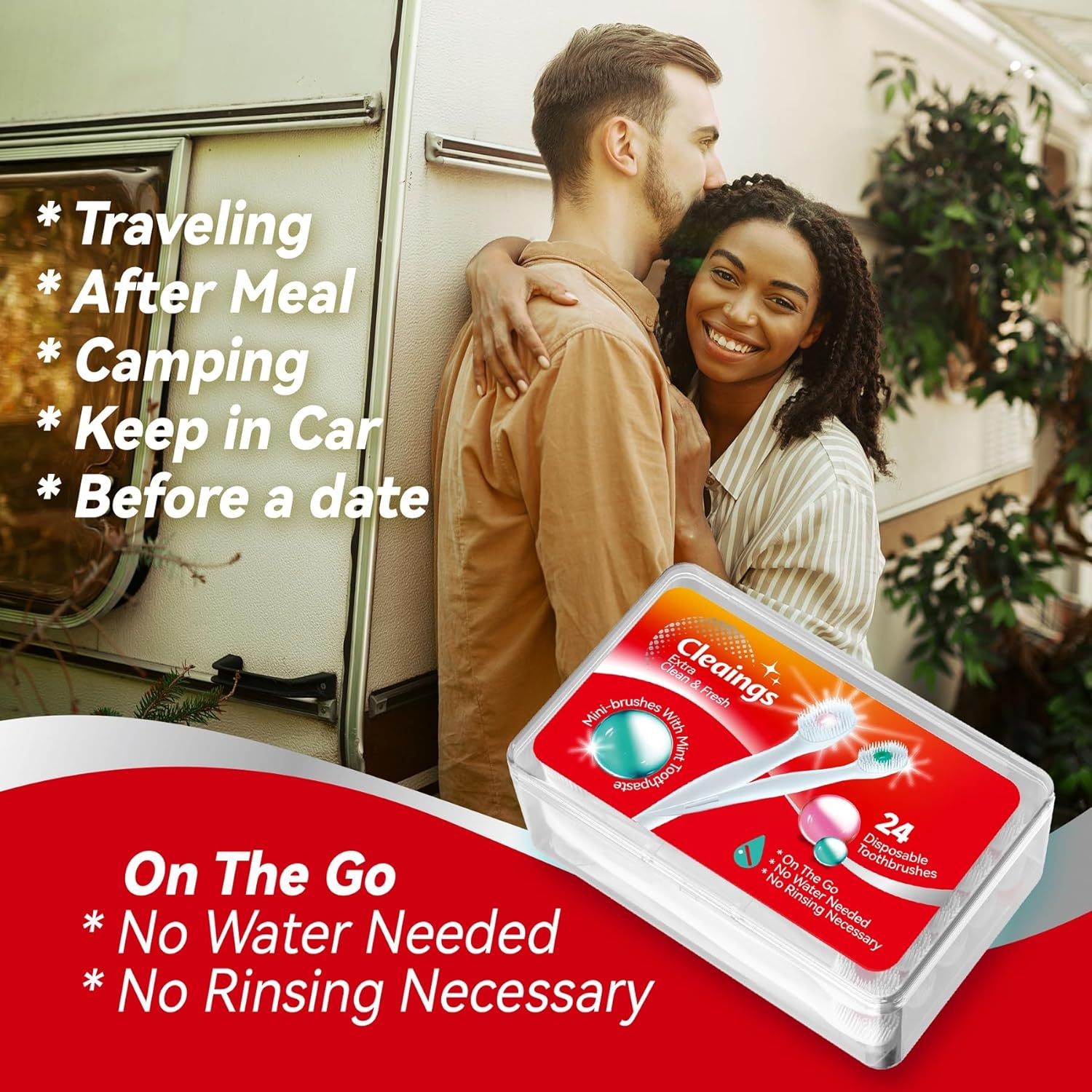 cleaings® Mini Brushes-Disposable Toothbrushes with Toothpaste and Pick for Work or Travel, 24 Count (Mint Flavor(Pack of 1)) - Image 3