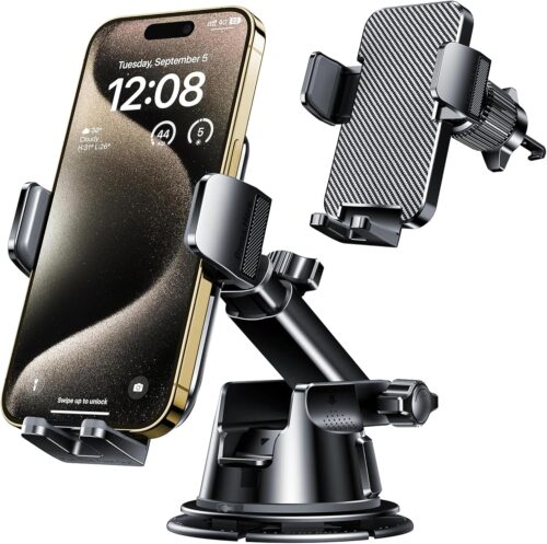Qifutan Dash Mounted Holders Phone Holders for Your Car Phone Mount for Car Windshield Dashboard Air Vent Universal Hands Free Automobile Cell Phone Holder Fit for iPhone Smartphone