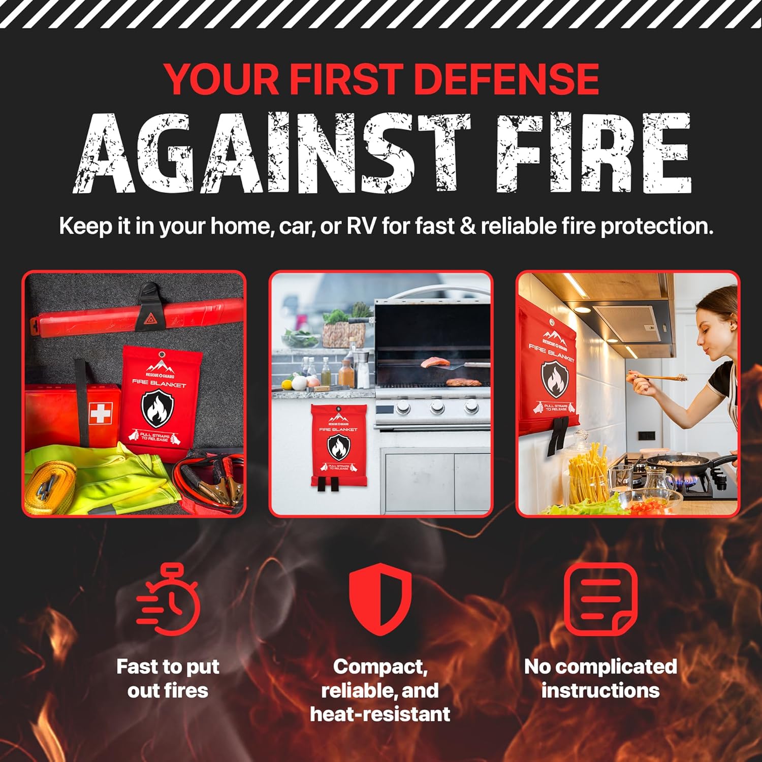 Emergency Fire Blanket - 1-Pack 40”x40” Stay Prepared With Our Fireproof Blanket Extinguish Flames for Your Home Kitchen - Be a hero with first house must haves along with Extinguisher - Home Safety - Image 3