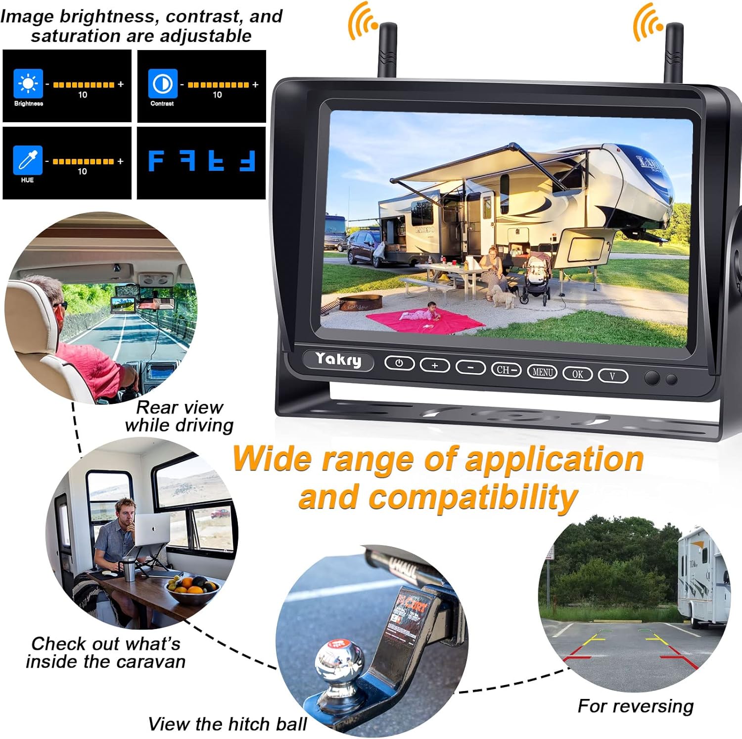 RV Backup Camera Wireless Plug and Play: Pre-Wired for Furrion System Recording Wide View Rear View Camera Clear Night Vision HD 1080P 7'' Touch Key Monitor for Trailer Camper Motorhome Yakry Y27-N - Image 8