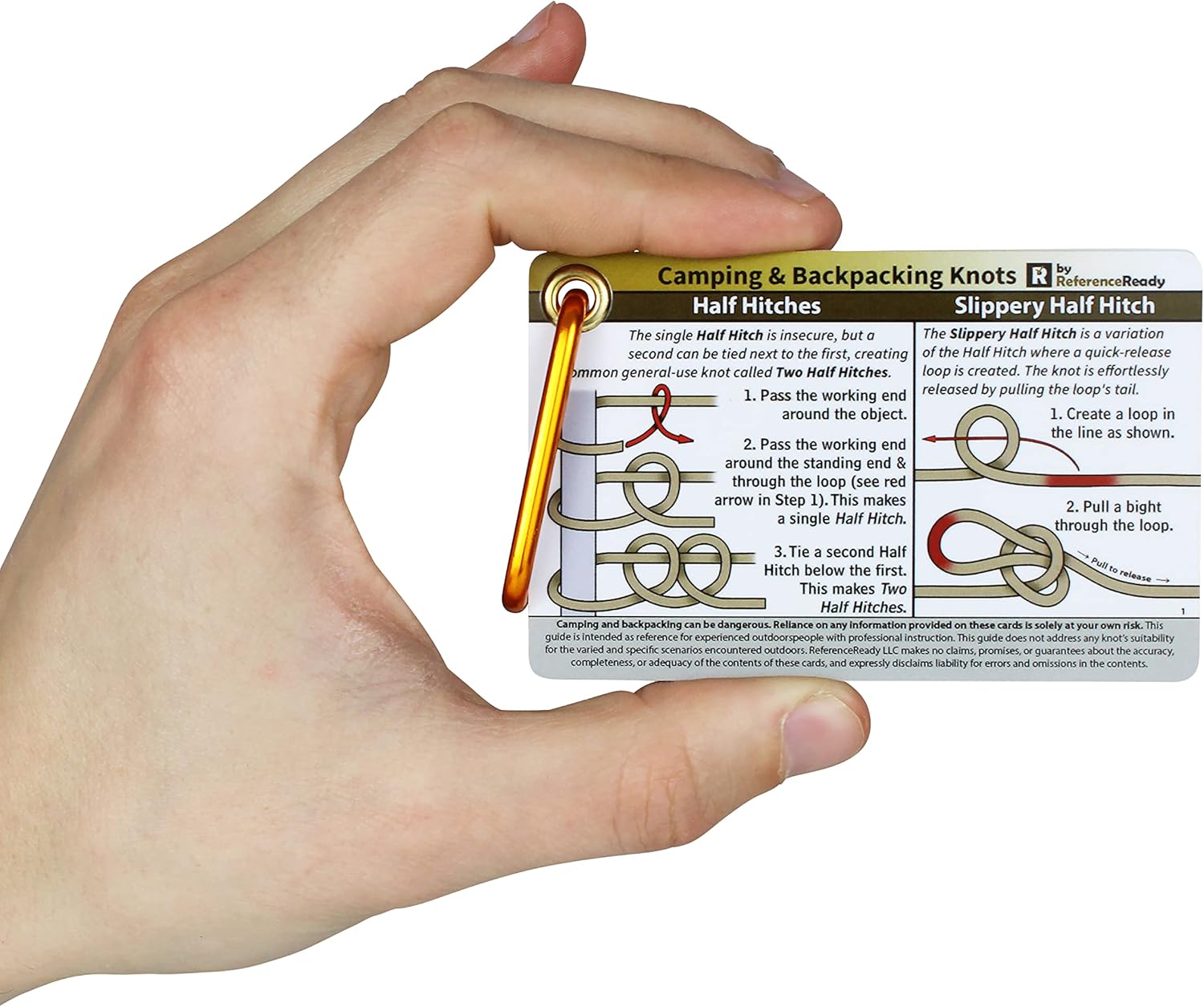 Outdoor Knots - Waterproof Knot Tying Cards with Mini Carabiner - Includes 22 Rope Knots for Camping, Backpacking, and Scouting Scenarios - Image 6