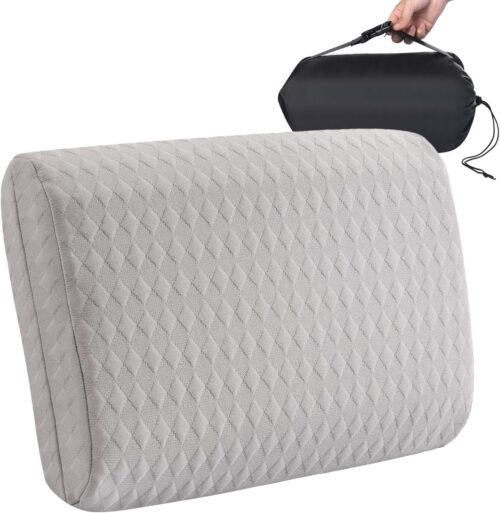 ENITYA Camping Pillow with Washable Cover – Travel Essentials, Memory Foam Backpacking Pillow, Portable for Camping, Air Travel, Hiking, Beach, Hammock, Medium(Grey)