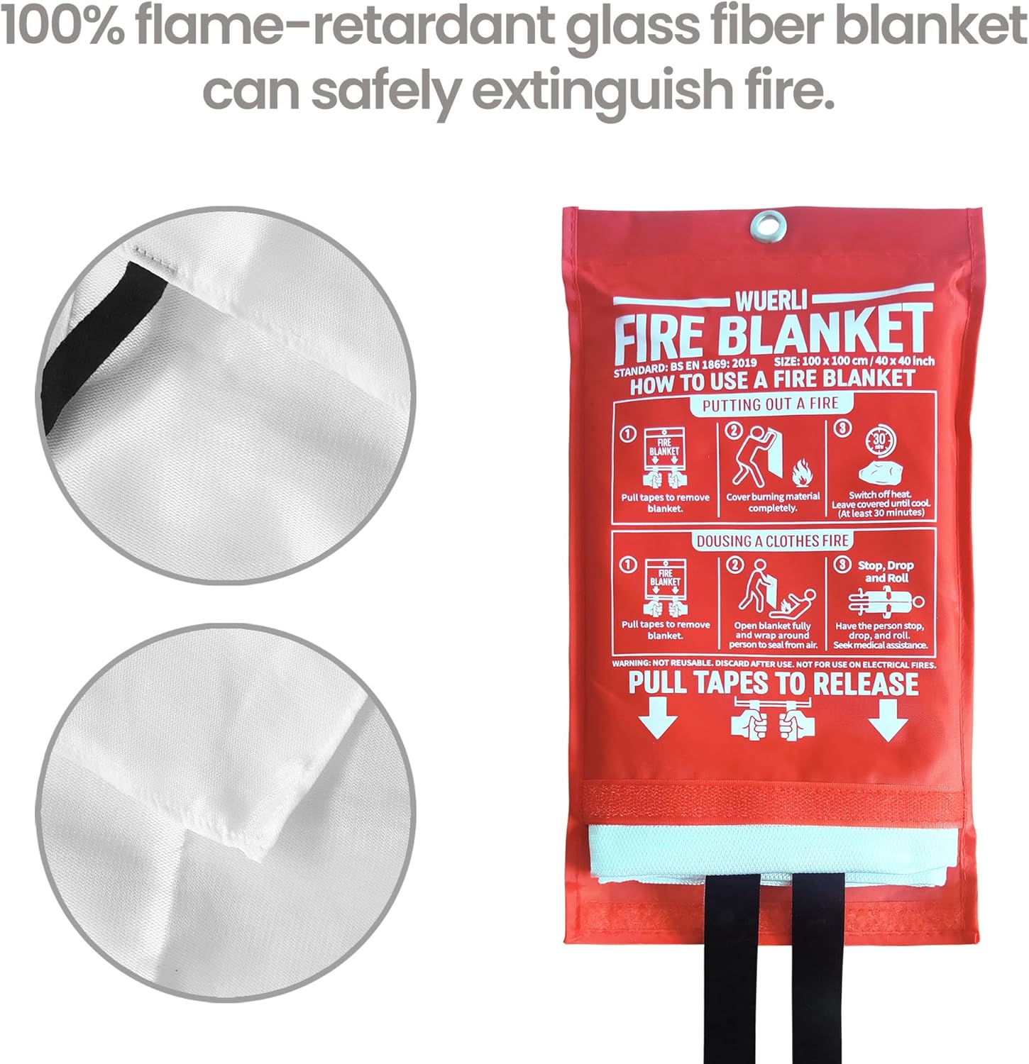 Fire Blanket for Home and Kitchen,40" x 40",4 Pack,Emergency Fire Blanket - Image 5