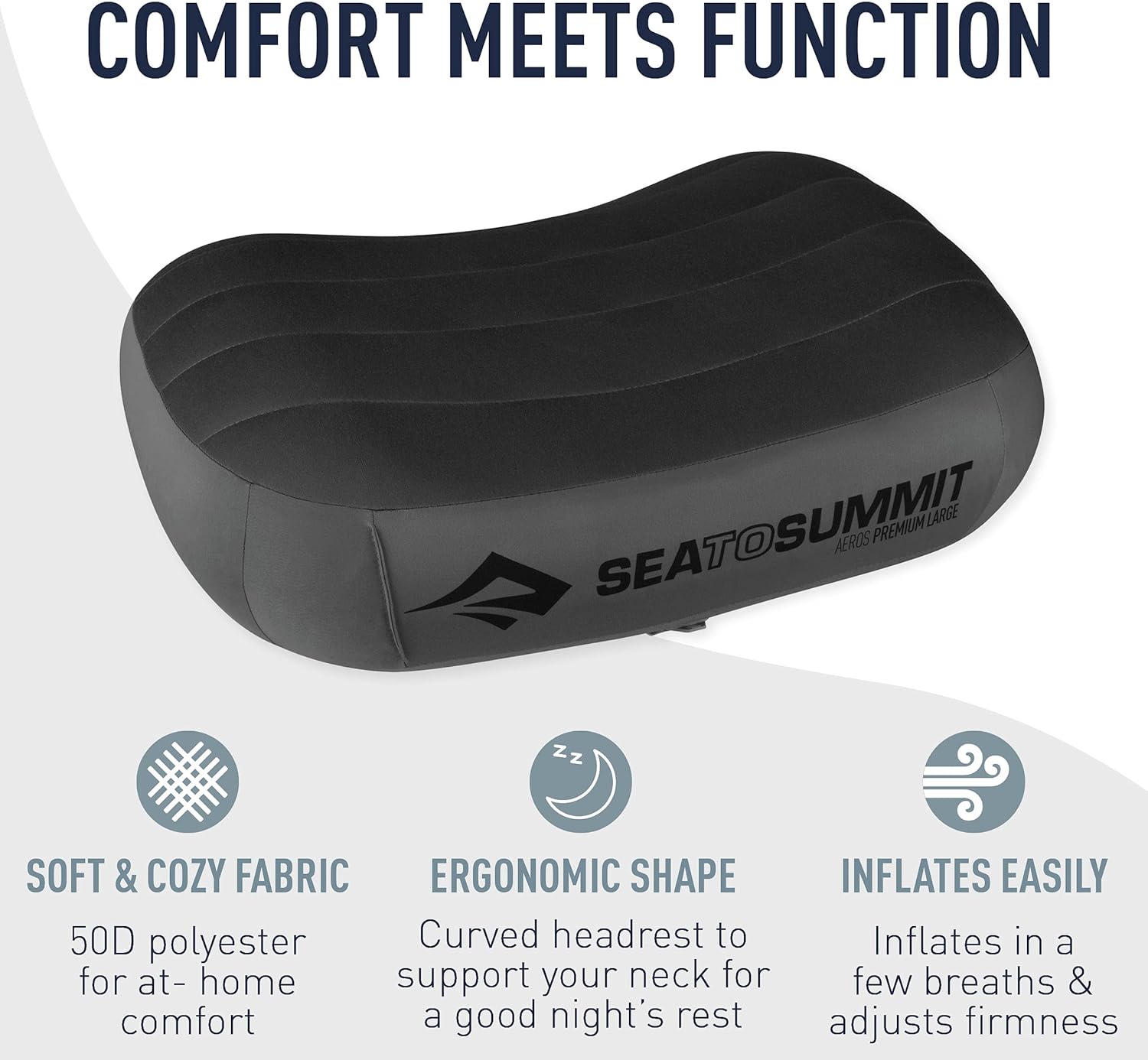 Sea to Summit Aeros Premium Inflatable Travel Pillow, Regular (13.4 x 9.4), Grey - Image 5
