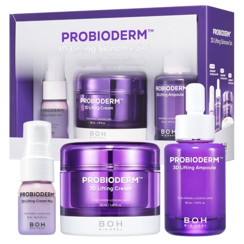 Probioderm 3D Lifting Skincare Set | Anti-Aging Face Moisturizer Night Cream, Ampoule & Facial Serum Spray | Korean Skin Care Kit for Firming & Hydration | K Beauty Gift Set for Women