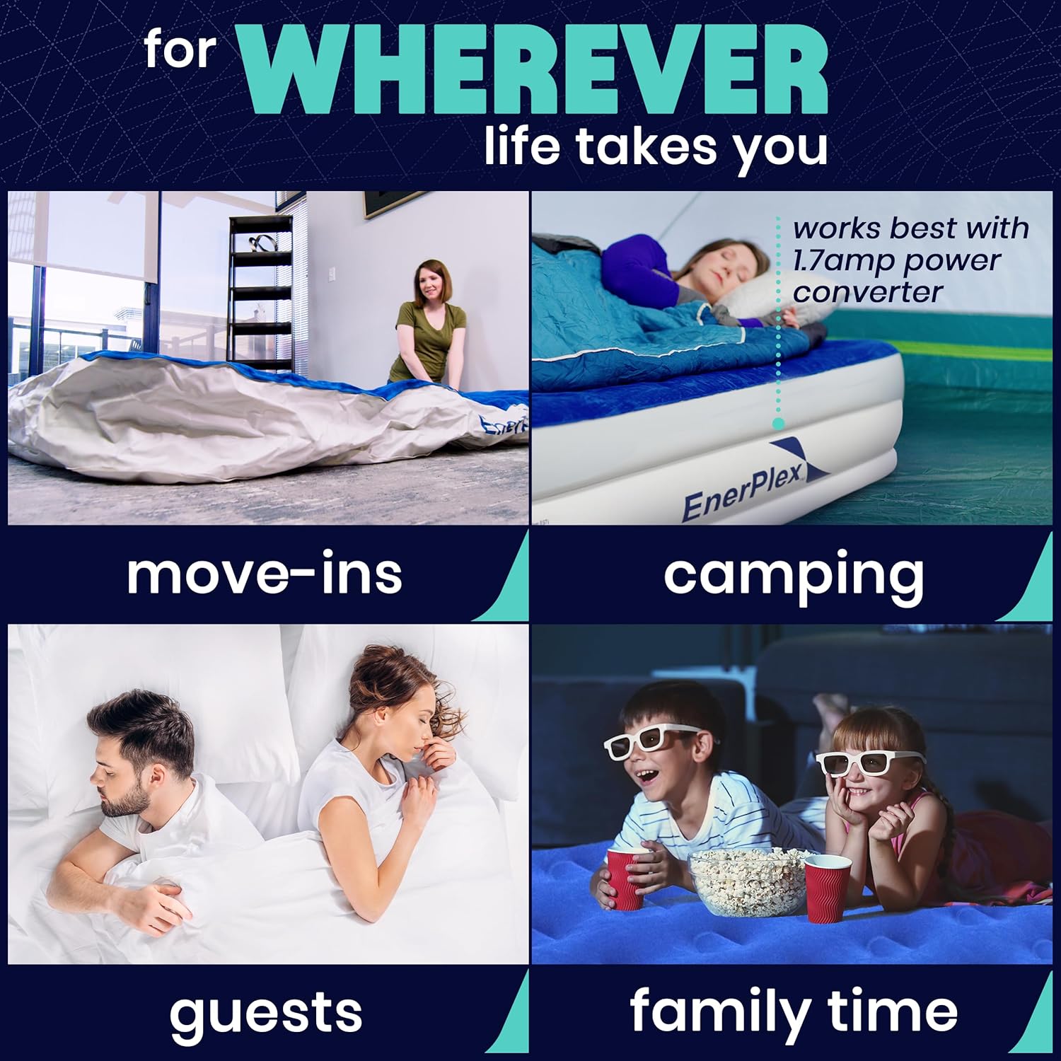 EnerPlex Dual Pump Luxury Queen Size Air Mattress Airbed with Built in Pump Raised Double High Queen Blow Up Bed for Home Camping Travel 2-Year Warranty - Image 8