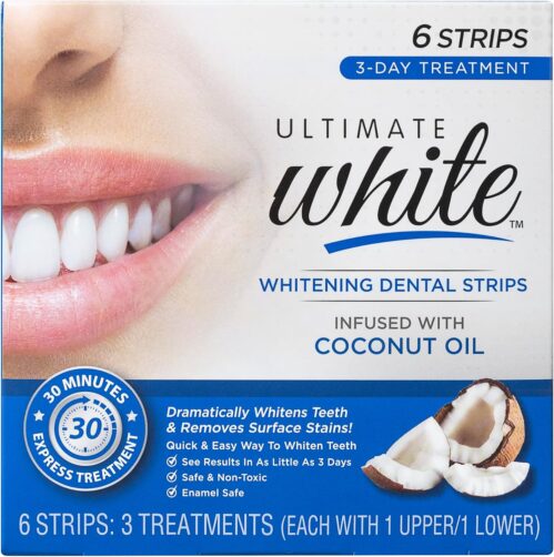 Teeth Whitening Strip Set with Coconut Oil, Teeth Whitening Kit, Oral Care, Beauty & Personal Care, Self Care Kit, Teeth Stain Remover, Teeth Whitener, 6 Pieces