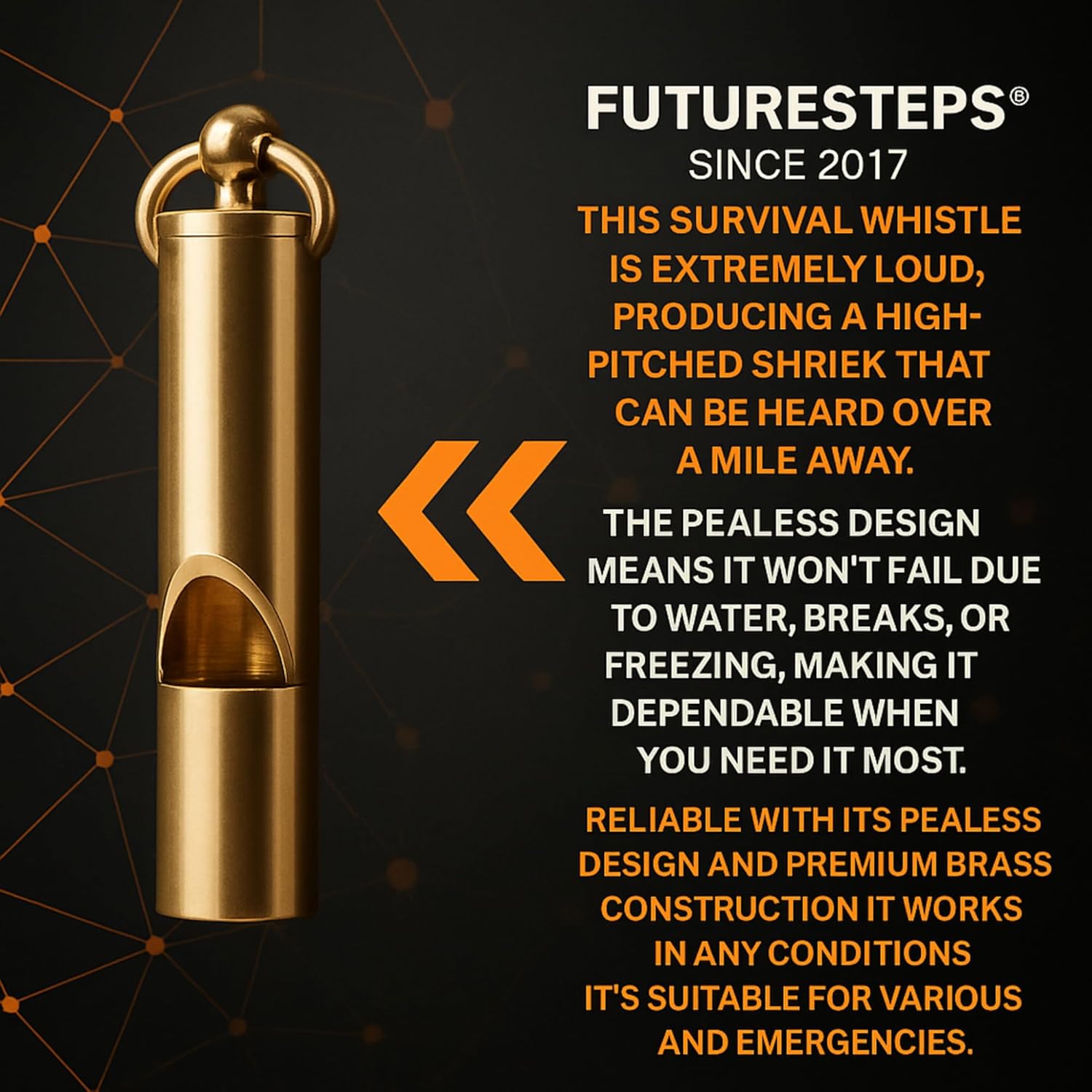 Loudest Brass Whistle Best Premium Emergency Whistle 125db+ One Piece Outdoor Survival Whistle On Key-Chain or Hang Around Your Neck and Carry it Anywhere! - Image 9