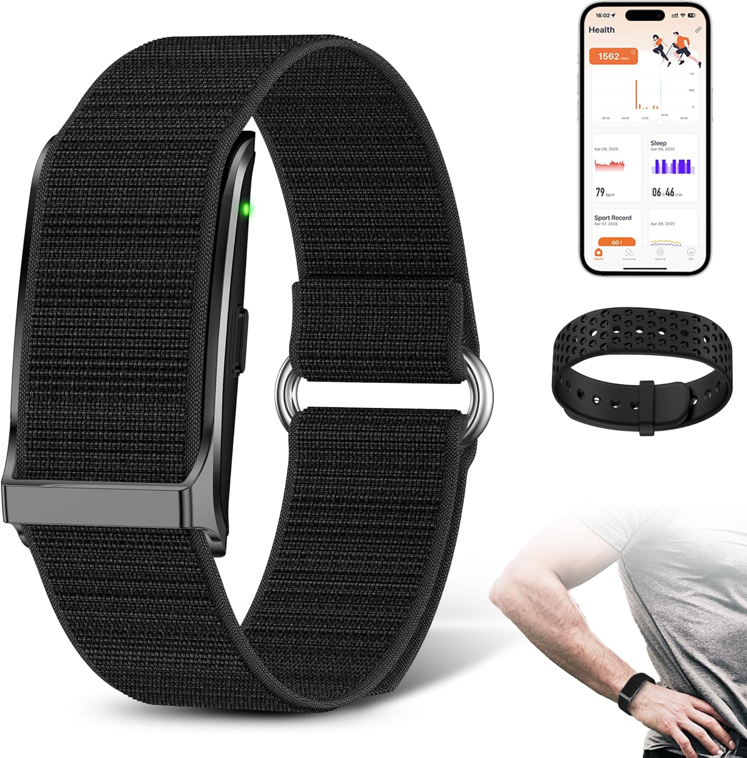 Smart Health Wristband, Wearable Health Fitness Tracker, 120+ Sports Modes, All-Day Automatic Monitoring, with Pedometer/Improve Sleep/Stress/Health, IP68 Waterproof, 2 Pack Bands, Free APP