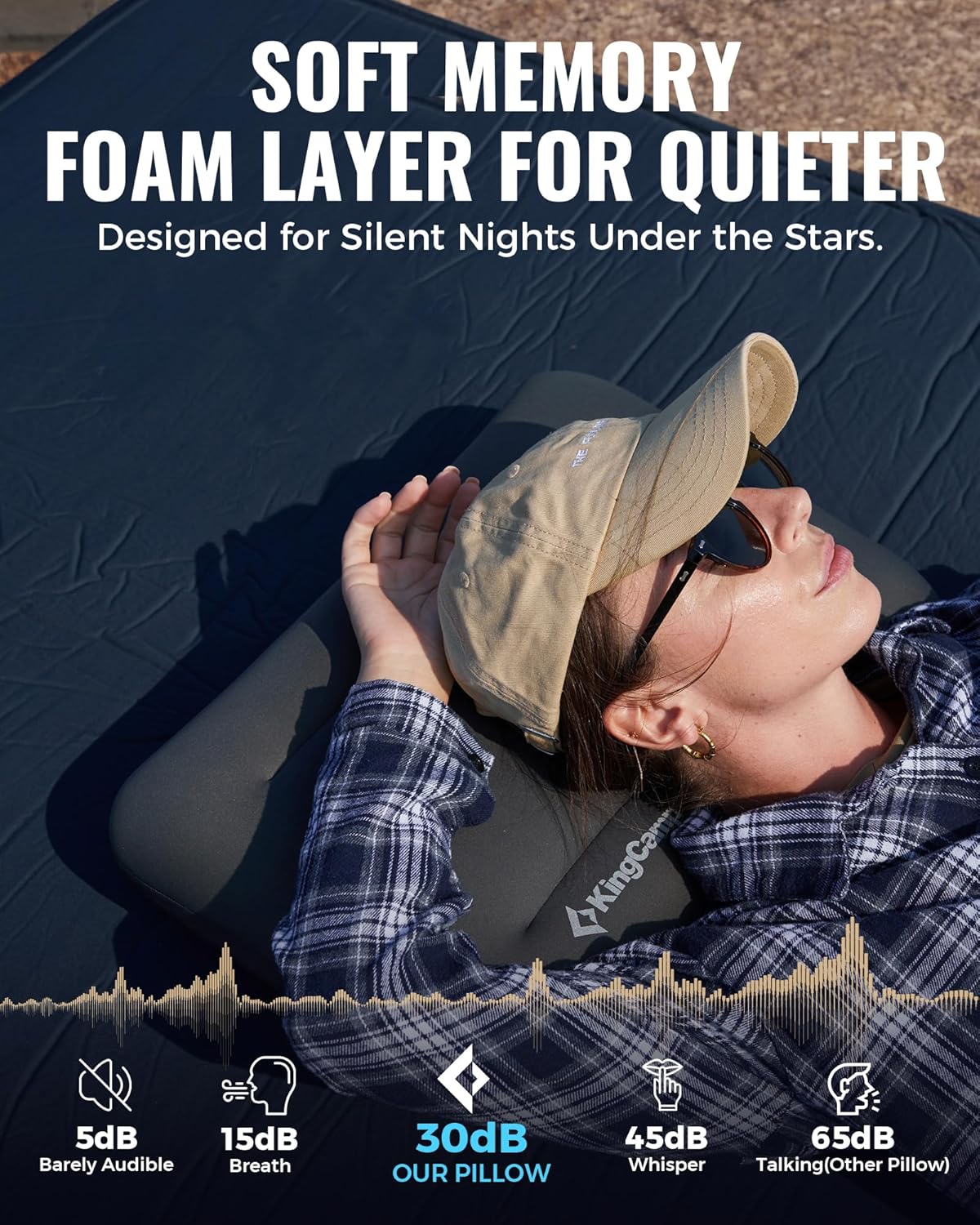 KingCamp Camping Pillow, Extra Large Inflatable Travel Pillow with Air Chamber & Removable Memory Foam Cover Lightweight & Super Comfort for Tent Road Trip Airplane Sleeping Solution Backpacking - Image 3