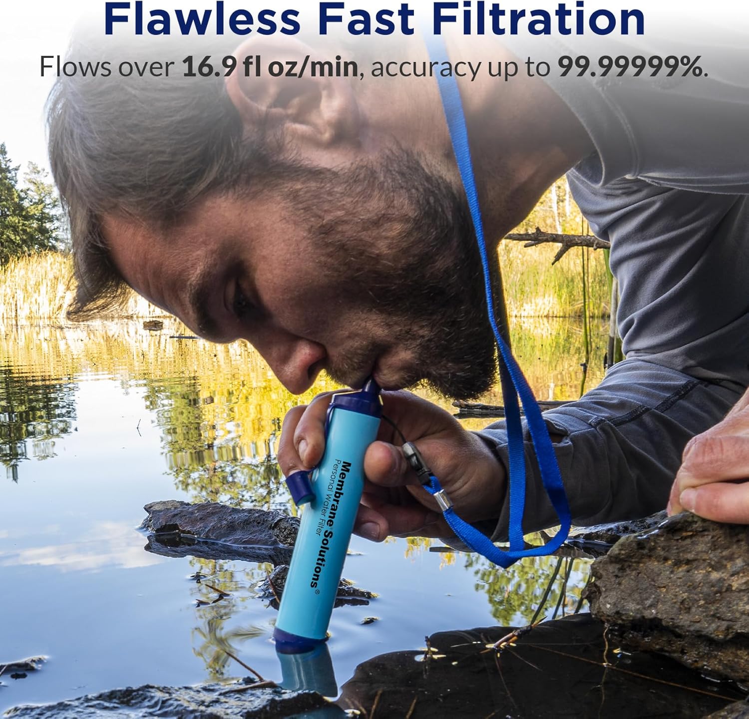 Membrane Solutions Straw Water Filter S1, NSF/ANSI 42&372&401 certificated, Survival Filtration Portable Gear, Emergency Preparedness, Supply for Drinking Hiking Camping Team Family Outing - Image 3