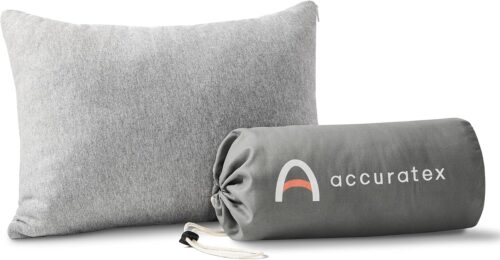 ACCURATEX Camping Pillow-100% Cotton Breathable Cover,Shredded Memory Foam Compressible Travel Pillow,Camping&Travel Accessories-Small Backpacking Pillow Camping Essentials for Sleeping,Car&Airplane