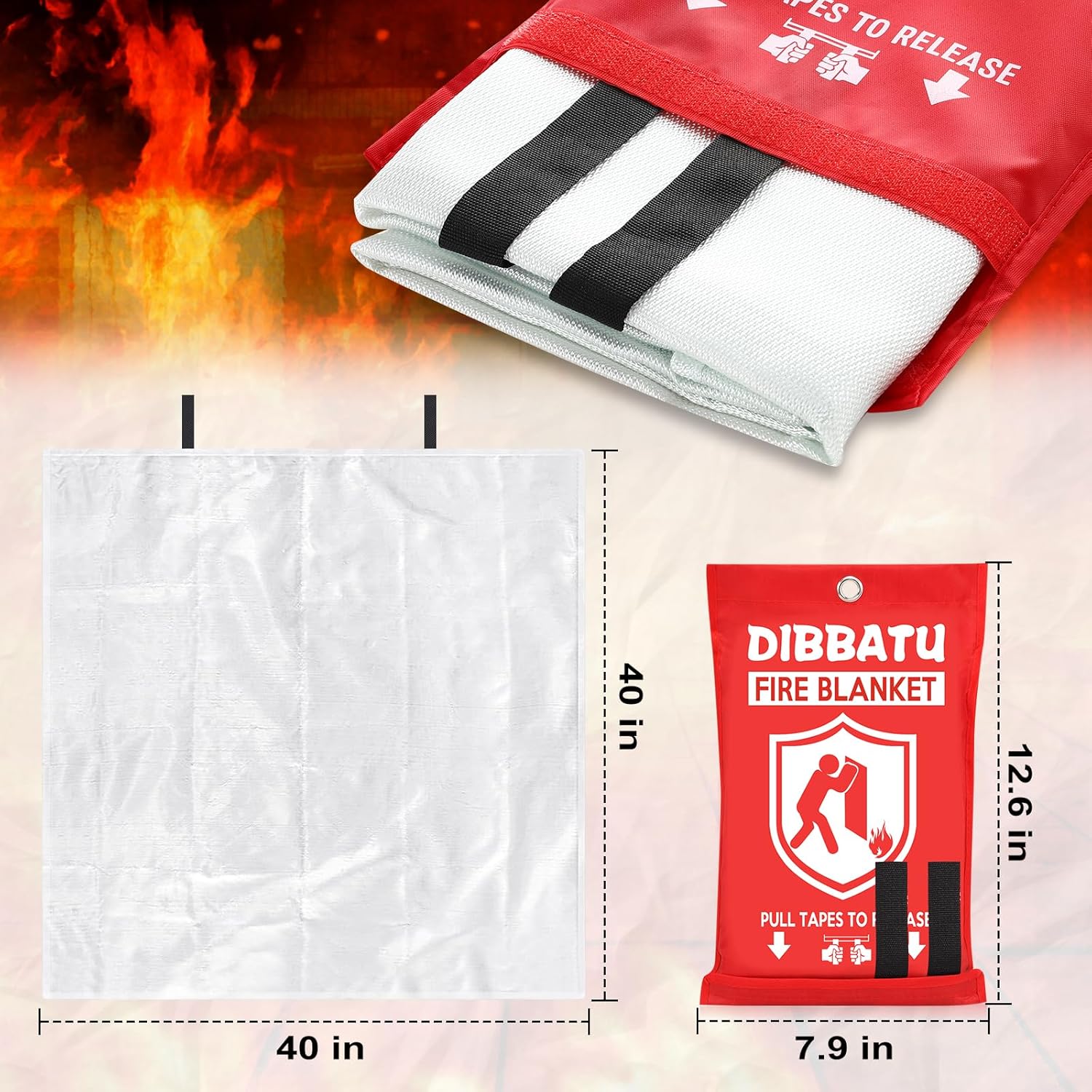 DIBBATU Fire Blanket for Home and Kitchen, Fire Blankets Emergency for Home, Emergency Fire Blankets Retardant for House, Fireproof Blanket, Survival FireBlanket for Kitchen,Fireplace, Grill, BBQ - Image 7
