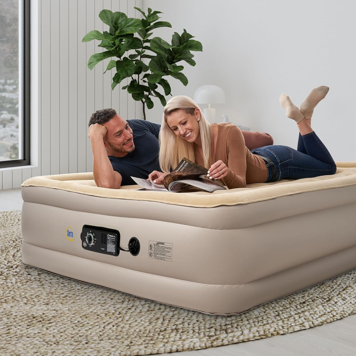 Serta Raised Air Mattress with Never Flat Pump | Luxury Inflatable Mattress with Built in Air Pump to Ensure a Good Night’s Rest | Heavy Duty Blow Up Mattress with Self Inflating Pump - Image 7