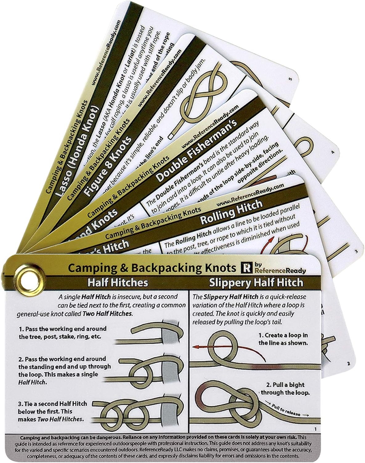 Outdoor Knots - Waterproof Knot Tying Cards with Mini Carabiner - Includes 22 Rope Knots for Camping, Backpacking, and Scouting Scenarios - Image 8