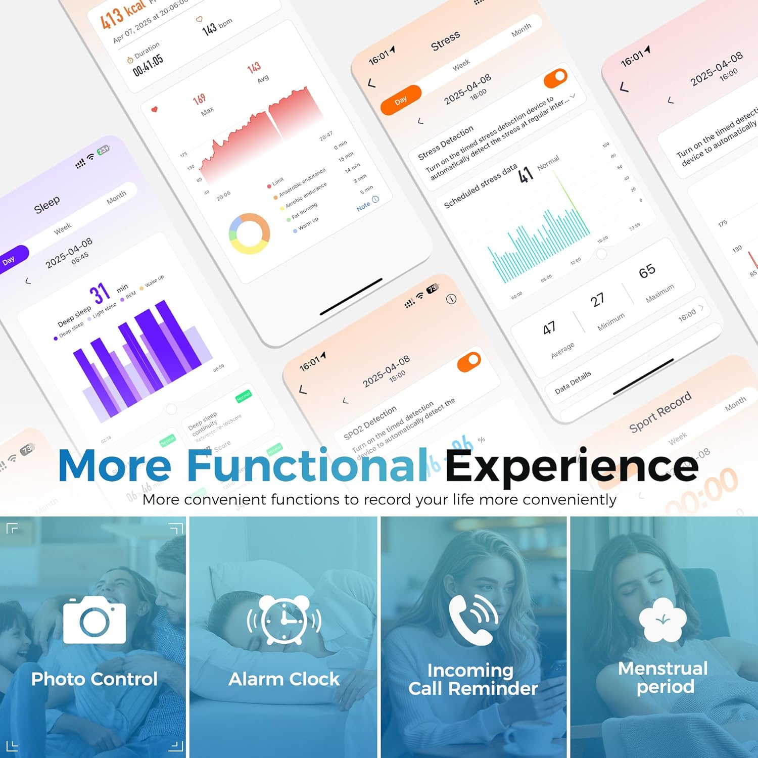 Smart Health Wristband, Wearable Health Fitness Tracker, 120+ Sports Modes, All-Day Automatic Monitoring, with Pedometer/Improve Sleep/Stress/Health, IP68 Waterproof, 2 Pack Bands, Free APP - Image 7