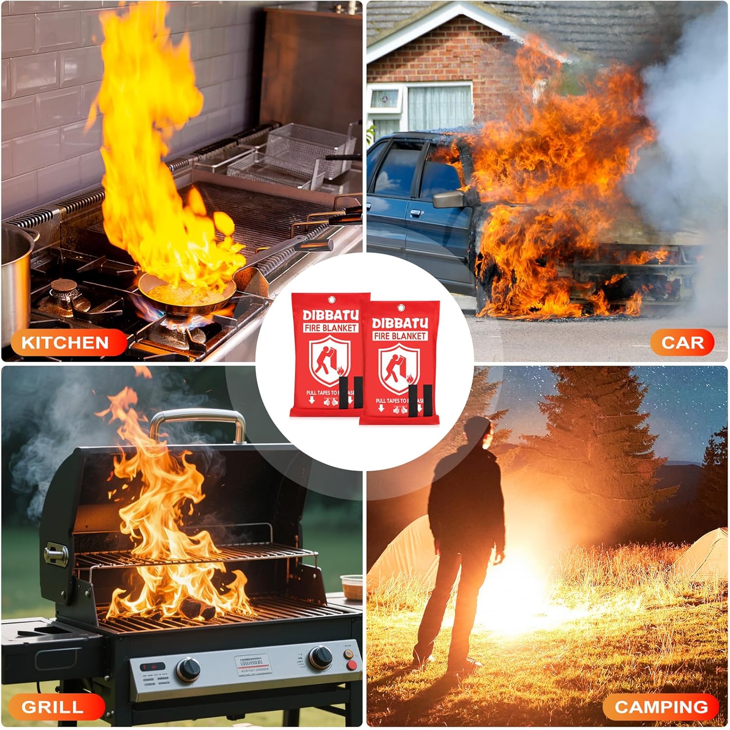 DIBBATU Fire Blanket for Home and Kitchen, Fire Blankets Emergency for Home, Emergency Fire Blankets Retardant for House, Fireproof Blanket, Survival FireBlanket for Kitchen,Fireplace, Grill, BBQ - Image 3