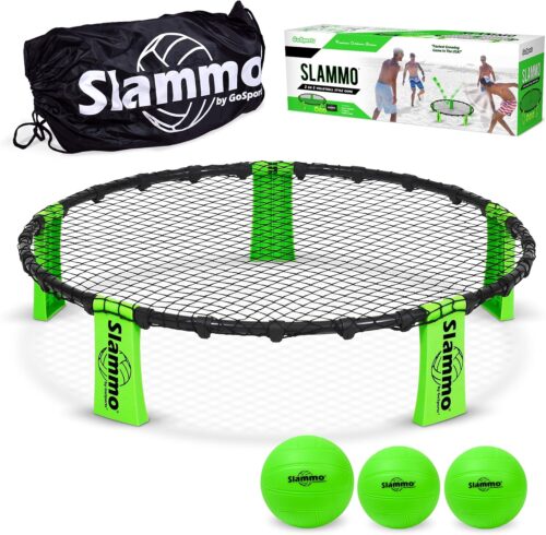 GoSports Slammo Game Set (Includes 3 Balls, Carrying Case and Rules) – Outdoor Lawn, Beach & Tailgating Roundnet Game for Kids, Teens & Adults