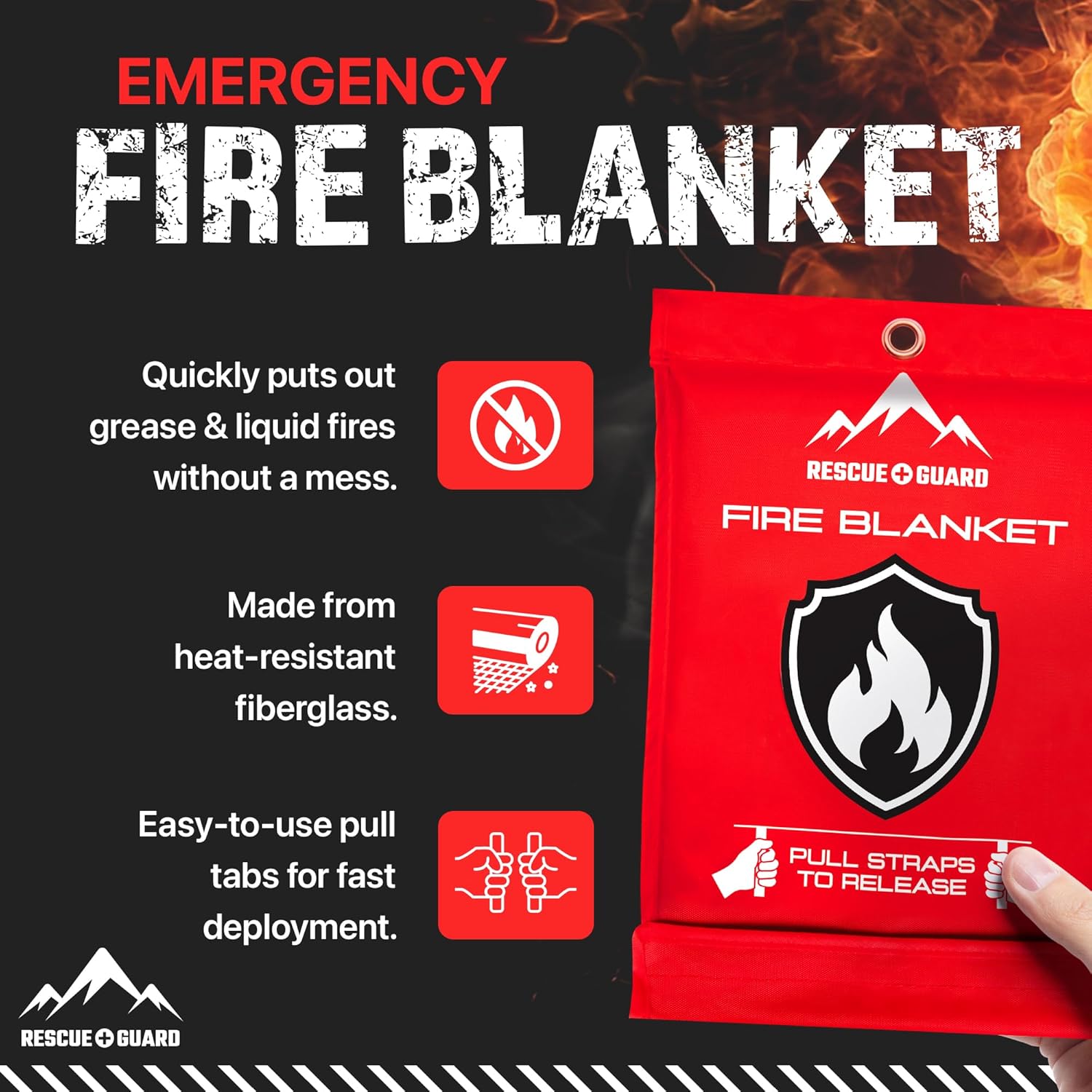 Emergency Fire Blanket - 1-Pack 40”x40” Stay Prepared With Our Fireproof Blanket Extinguish Flames for Your Home Kitchen - Be a hero with first house must haves along with Extinguisher - Home Safety - Image 2