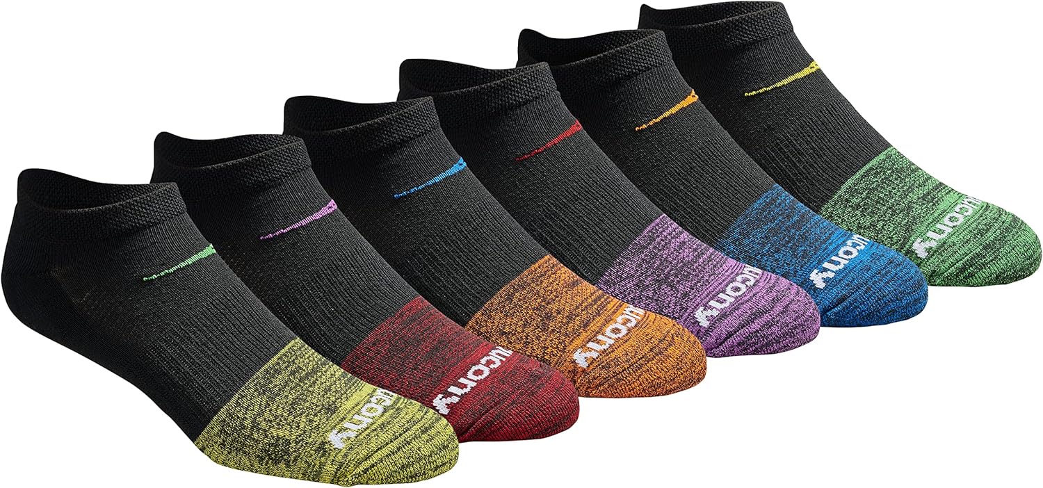 Saucony Men's Rundry Mesh Ventilating Comfort Fit Performance No-Show Socks, Available in M-XXL (6, 12, 18 Pairs)