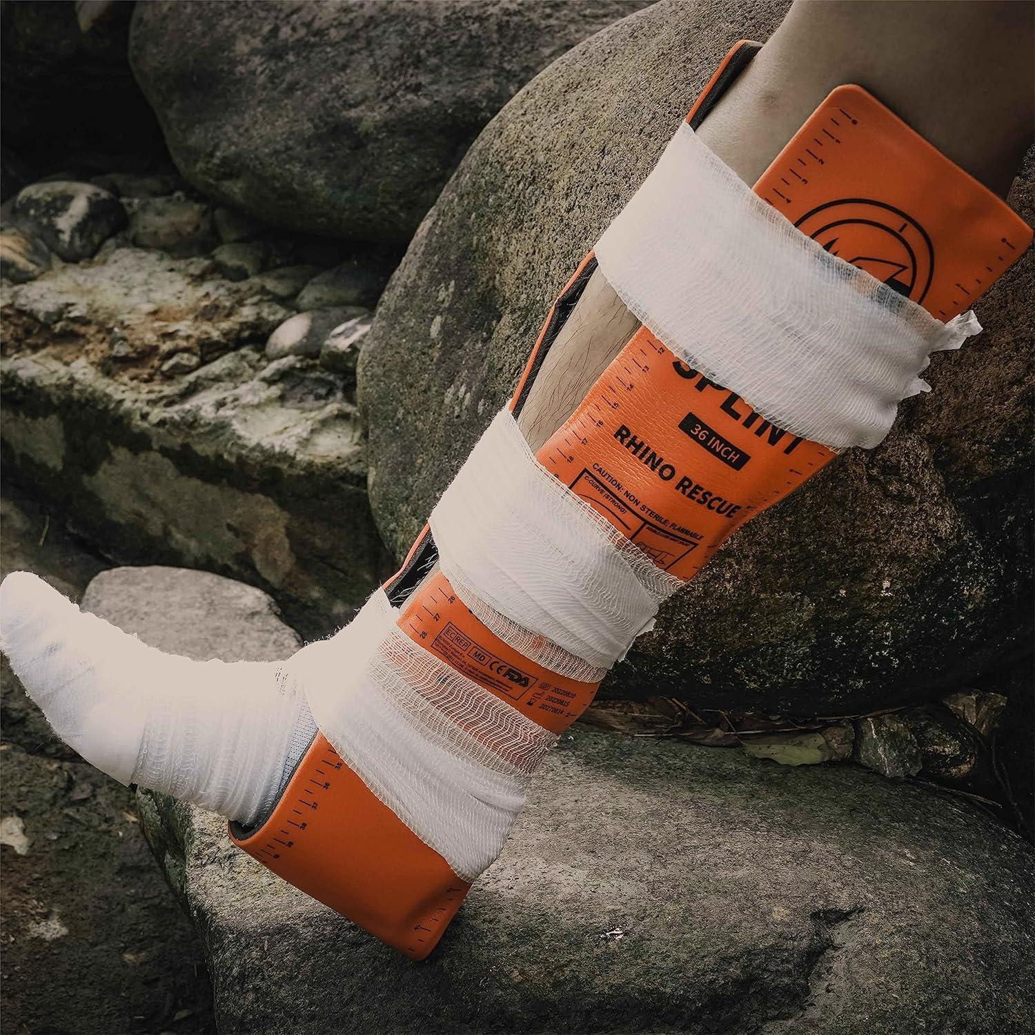 RHINO RESCUE First Aid Splint 36" X 4.3" Orange-Gray, Keep Bones in Position (1, Folded) - Image 3
